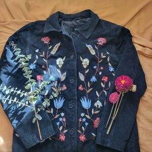VINTAGE Dialogue Black Floral Embroidered Jacket